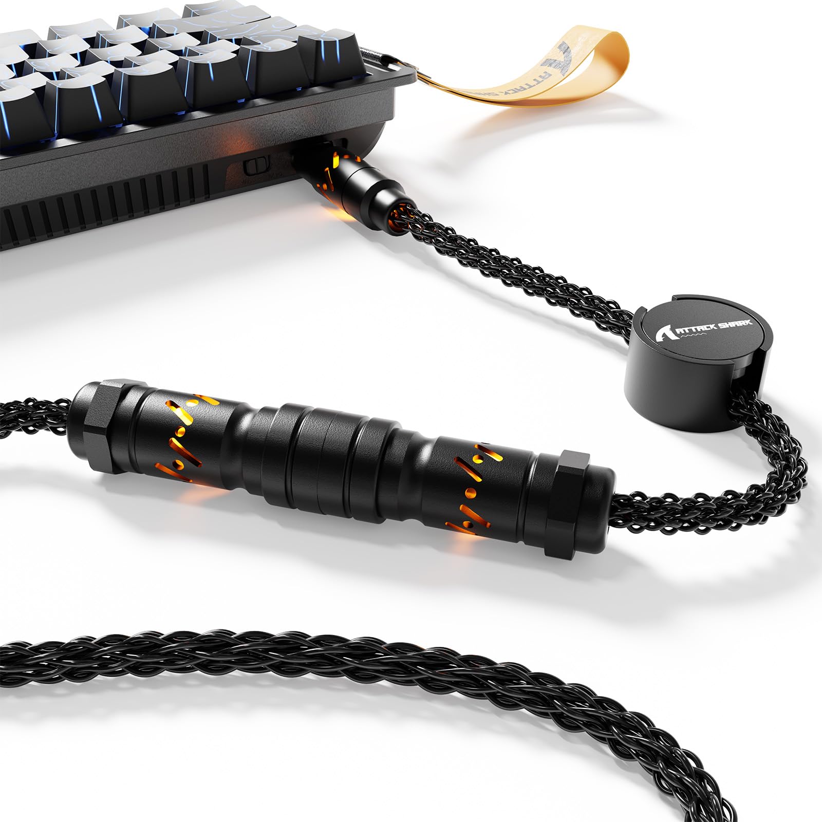 ATTACK SHARK C07 Câble USB-C Lumineux pour Clavier Gaming 8KHz-Noir