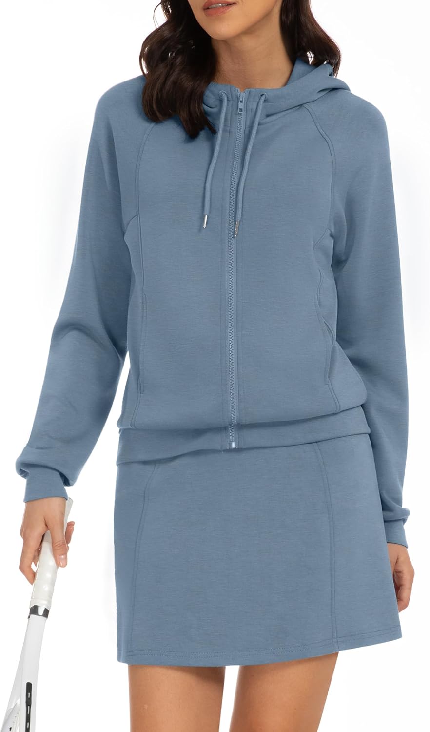 Casly Lamiit Women’s 2 Piece Skort Set Athletic Tracksuit Short Tennis Skirt Zip Up Hooded Sweatshirt Active Outfits