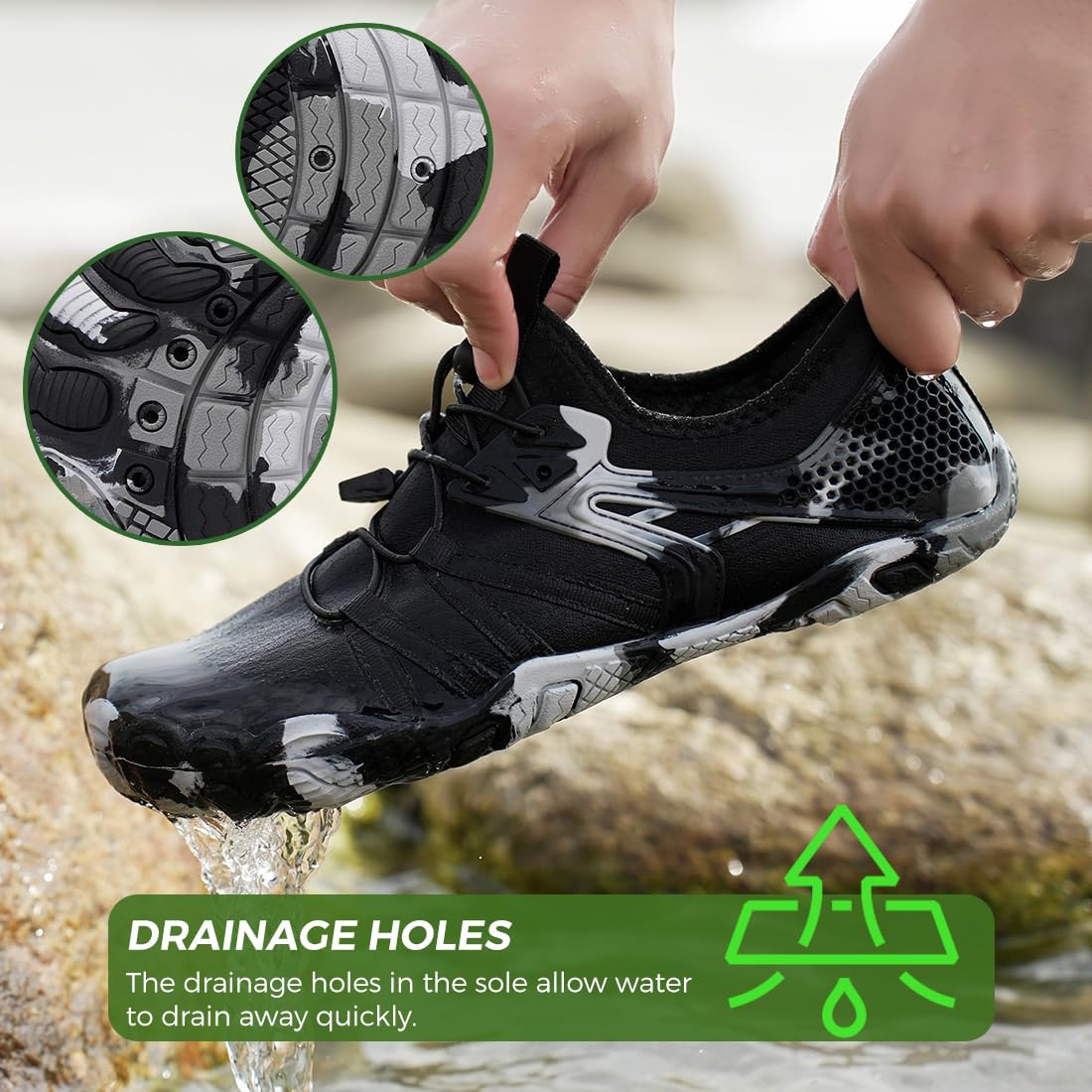 Rojeam Scarpe da Acqua Donna Uomo Scarpe da Immersione Antiscivolo | per Nuoto, Surf, Paddle, Escursionismo
