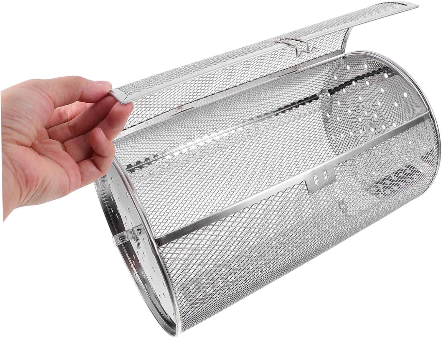 Large Rotisserie Grill Basket for Bbq Vegetable Kabob Oven Air Fryer Stainless Steel 360° Rotate Roasting Supplies