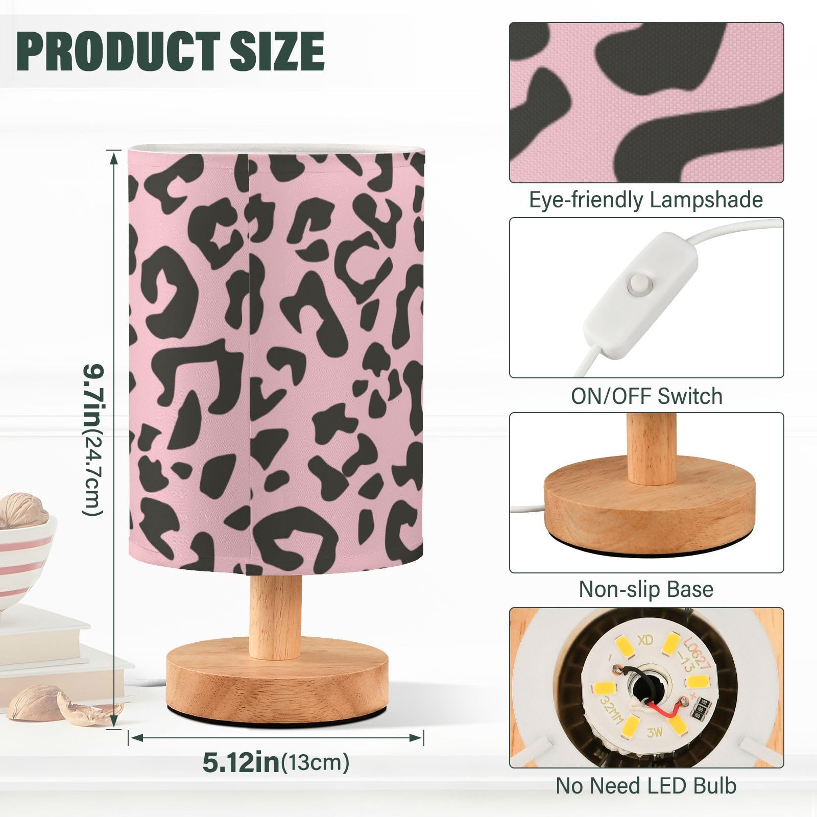 Lampe De Chevet Imprimée Léopard, Lampe De Salon, Lampe En