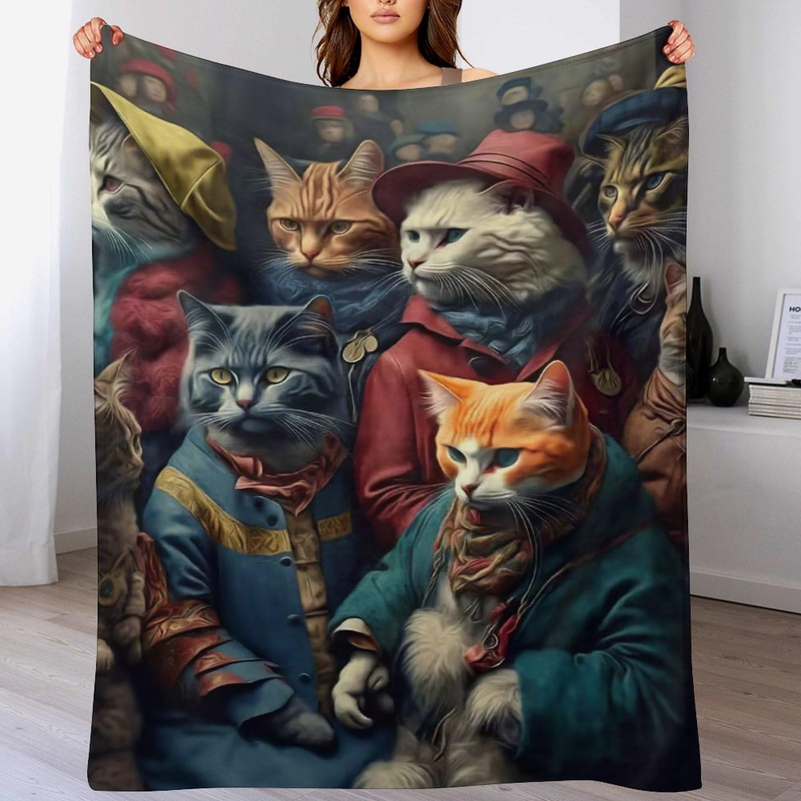 Couverture polaire chat plaid en flanelle douce pour lit et canape 100x130cm