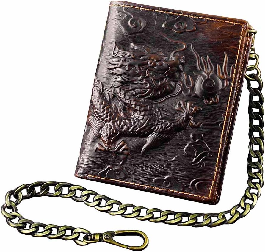 vogueteen Vintage Dragon Mens Wallet Slim Card Money Purse Wi/Safe Chain