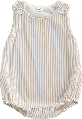 Yoawdats Newborn Baby Unisex Summer Romper Fruits Stripes Print Jumpsuit Overall