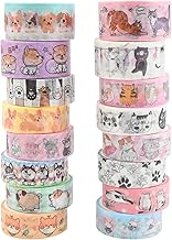 16 Rolls Washi Tape Set Cute Pets Decorative Adhesive Tape Kawaii Dog Cat Tape Decorative Washi Stickers Aesthetic Washi Tape Cake Tape for Scrapbooking Crafts Gift Wrapping