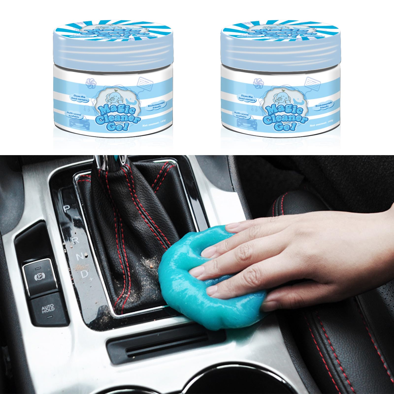 Gel limpiador de coche reutilizable para teclado, PC, ordenador portátil, ordenador, oficina en casa (azul, 2 x 160 g)
