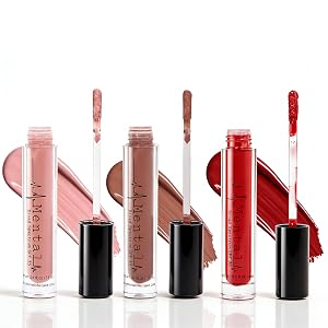Hydrating Tinted Lip Gloss Trio Nude Red Pink Shades with Weightless Non-Sticky Formula for Luminous Long-Wear Color All-Day