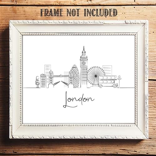 Vista 98 de París Skyline - Decoración de pared para sala de estar, arte de pared en blanco y negro, cuadros de pared de horizonte europeo para sala de estar