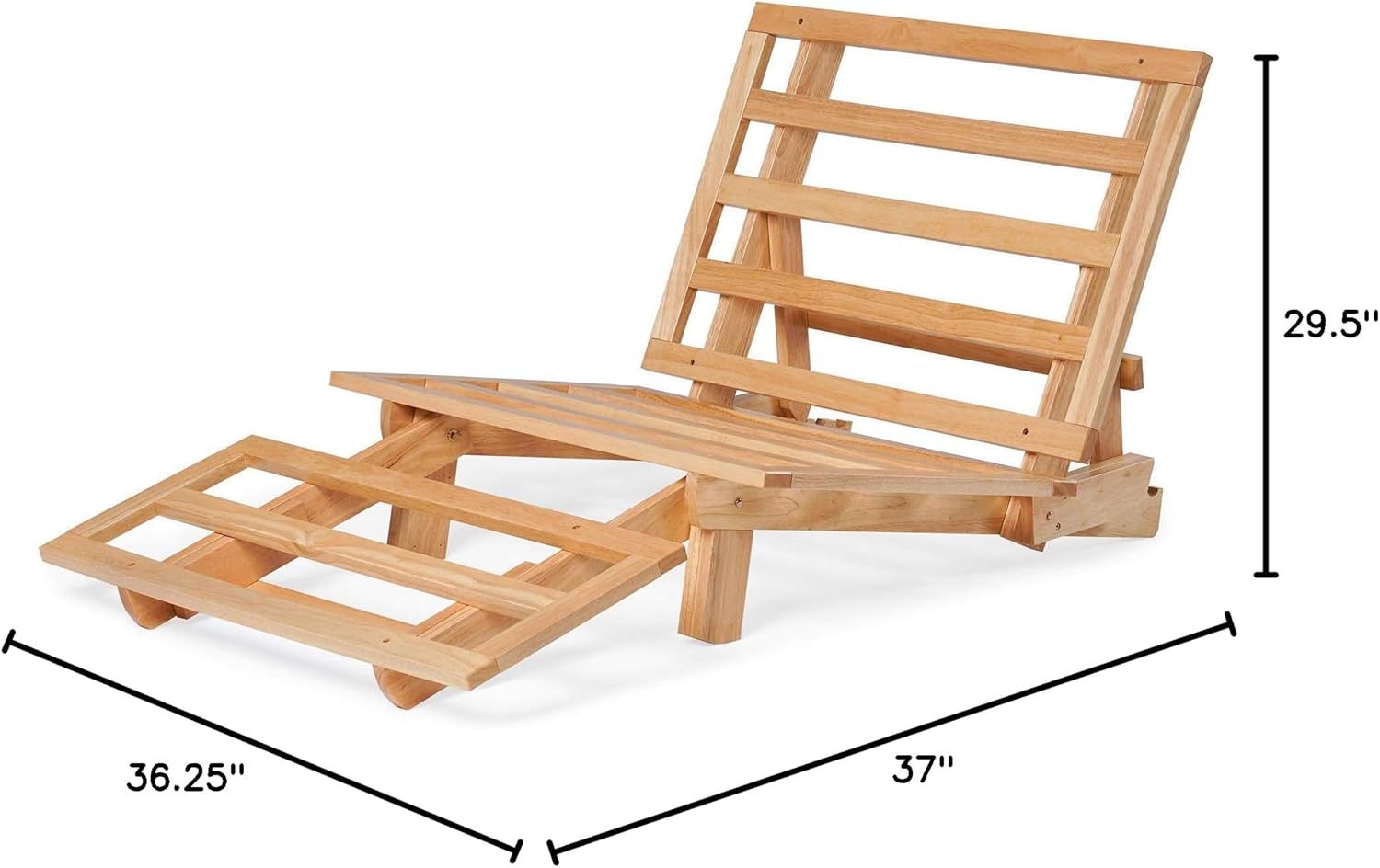 Nirvana Futons Twin Futon Lounger with Microfiber Khaki Mattress, Natural Solid Wood