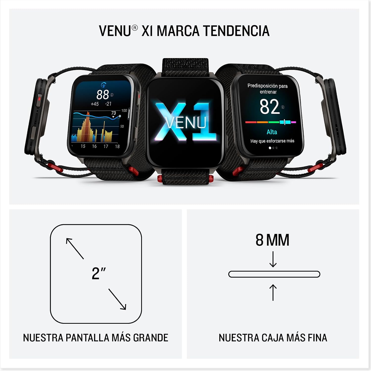 Garmin Venu X1, Smartwatch Premium con GPS, Pantalla AMOLED de 2», Funciones de Salud y Bienestar 24/7, Altavoz y Micrófono Integrados, Mapas, Linterna LED, hasta 8 días de autonomía, Negro 7
