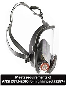 3M Full Facepiece Reusable Respirator 6800, NIOSH, Large Lens, ANSI High Impact Eye Protection, Silicone Face Seal, Four-Point Harness, Comfortable Fit, Painting, Dust, Chemicals, Medium