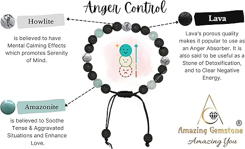 Miniatura 157 de Natural Healing Crystal Bracelet for Women - Mens Bracelet Energy Balancing Gemstones Set - Adjustable Stone Bead Bracelet for Men and Women - Anger