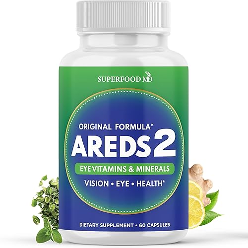 Suplemento vitamínico y mineral para los ojos AREDS 2, contiene luteína, vitamina C, zeaxantina, zinc y vitamina E, con cobre añadido - 60 unidades