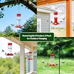 Feeder en plastique pour colibris, 2-Pack 14 OZ Fourmi & Abeille Proof Cummingbird Feeders pour l'extérieur Suspendre, Fuite-Proof Nectar Feters avec 4 Ports et perches nourrissants, Cadeaux pour maman, Oiseaux