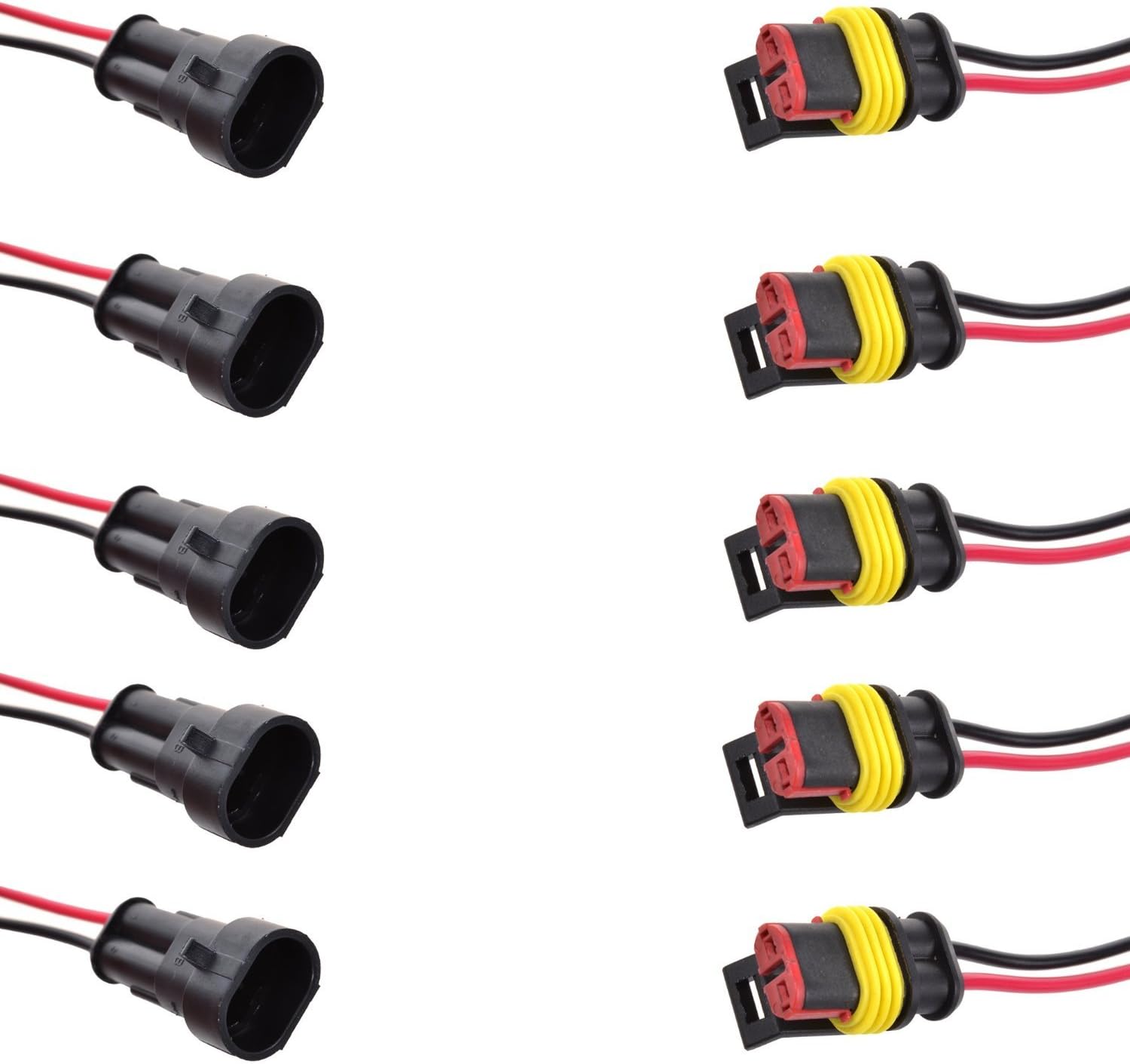 Exdiag 5 Set 2 Pin Way Car Waterproof Electrical Connector Plug with Wire AWG Marine