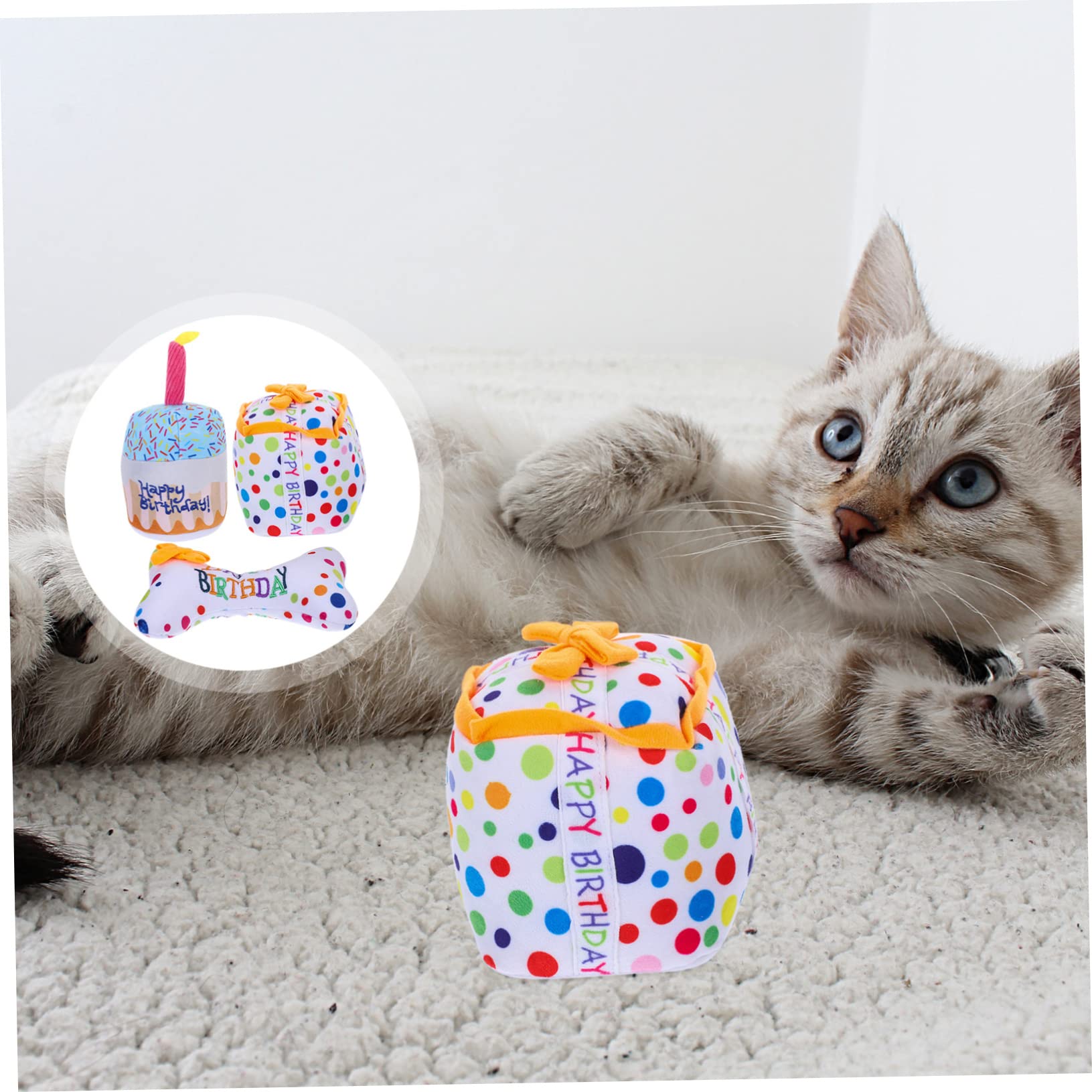 INOOMP 6 STK Katze Plüschtier Kätzchen Beißspielzeug Katze Geburtstag Spielzeug das Geburtstagskuchen Backenzahnspielzeug für Katzen Katzenbiss-Spielzeug Haustier Hauskatze