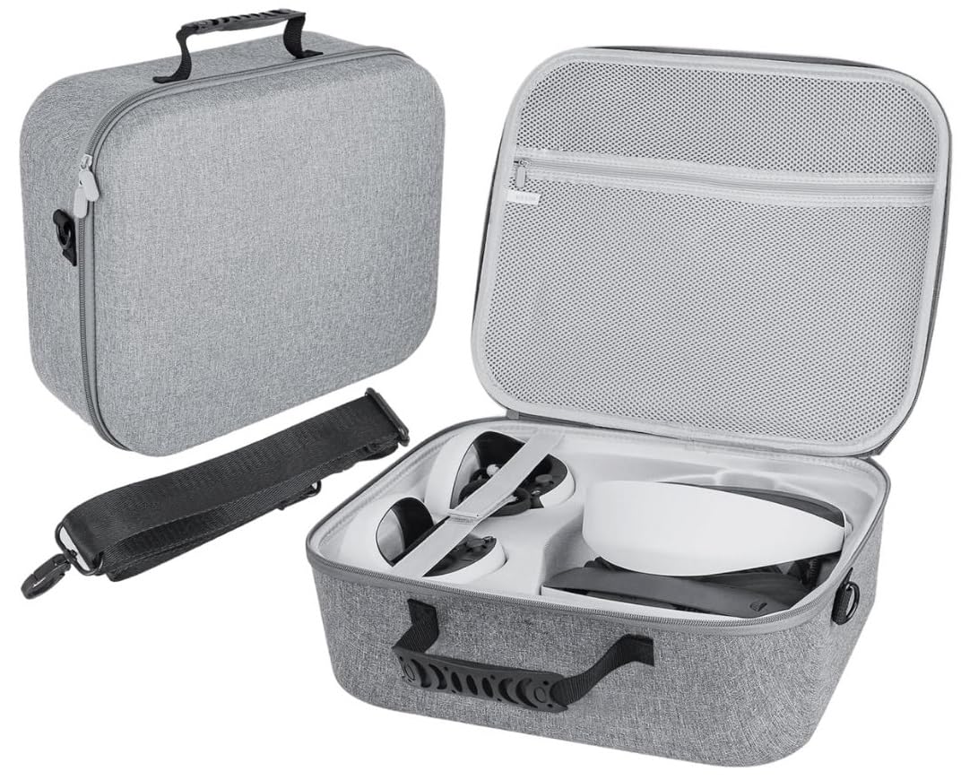 TMG Eva Hard Carrying Case for Ps Vr2, Vr Gaming Headset and Controllers Travel Storage Bag & Shoulder Strap (Grey)