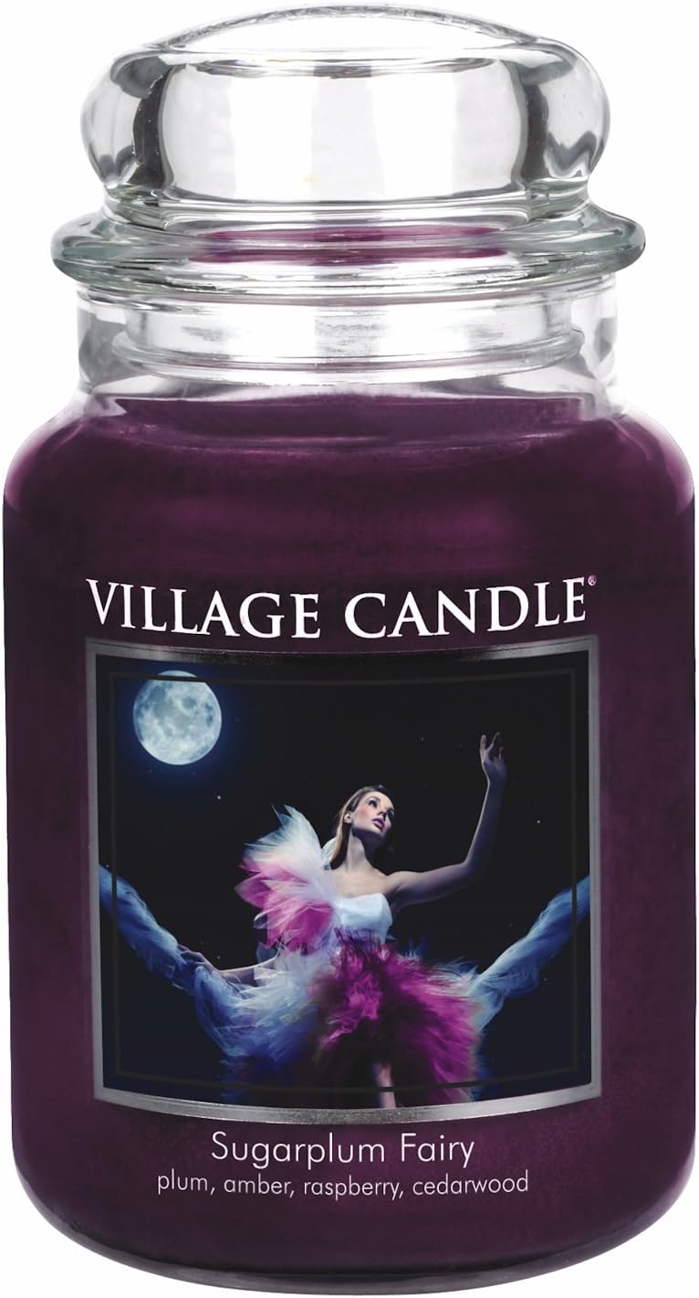 Village Candle Sugarplum Fairy Large Glass Jar, Purple
