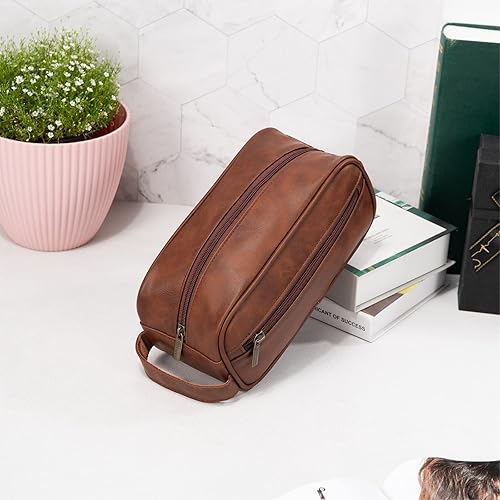 Miniatura 8 de Glamativity Neceser de cuero personalizado para hombres y mujeres, kit de Dopp de cuero vintage, regalo de cumpleaños y padrinos de boda,