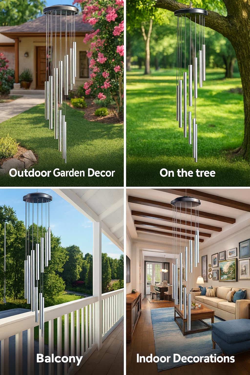 Paradigm Pictures Big 18 Pipe Wind Chimes for Home || Home Decor Items (Silver Color) 2