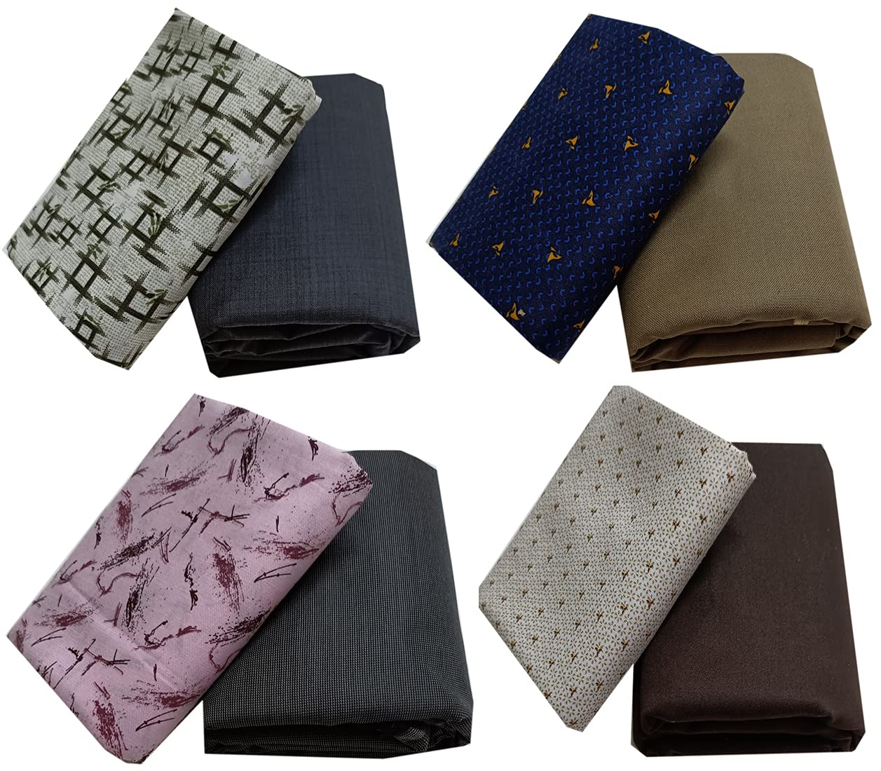 raymond Fabrics Makers Men's Unstitched Poly Cotton Printed Shirt and Trouser Fabric Set - Gift Pack (Multicolour_Free Size) Set of 4-picture-36