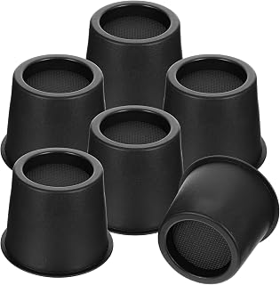 6 Pack Round Bed Risers, 4 Inch Furniture Raising Blocks, Black Lifts with Non-Slip Foam Pads, Heavy Duty Dorm Bed Frame Extenders for Desk Chair, Table Legs, Sofa Couch