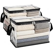 Extra Large Clear PVC Storage Bags with Zipper and Handles, Transparent Storage Bags for Clothes, Blankets, Bedding, Books, Dorm Moving, Graduation Packing, Closet, Home Organization 2pcs, Large