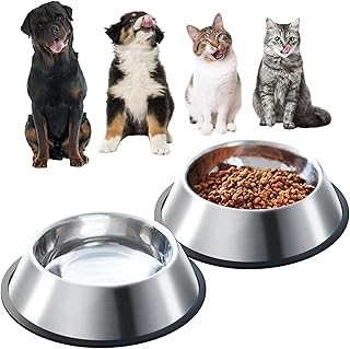 Sponsored Ad - 66% Stainless Steel Dog Bowls with Rubber Base for Food and Water Bowl , Perfect Dog Dish,Pet Food Containe...
