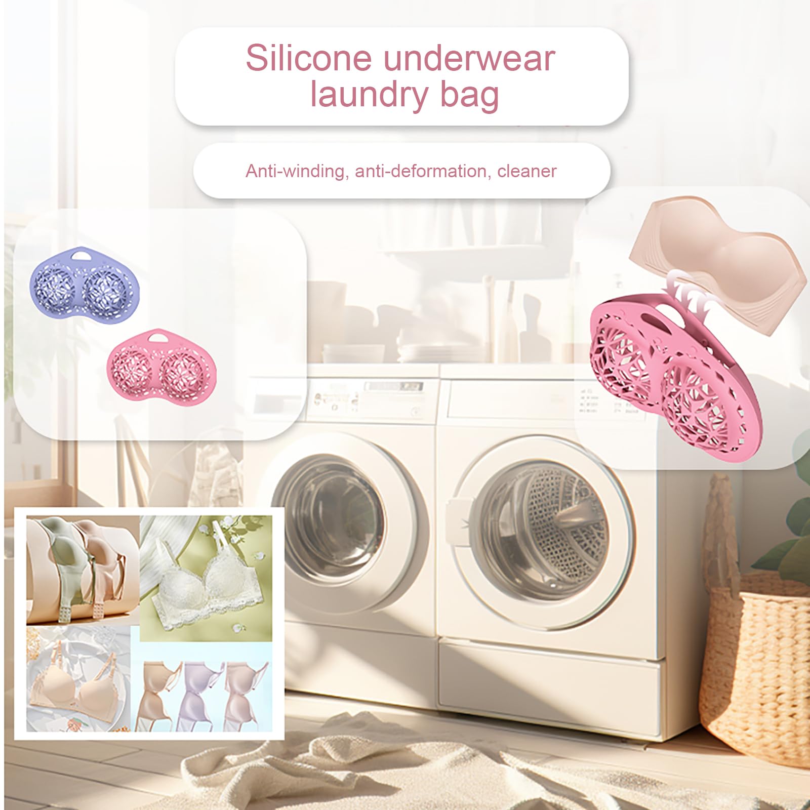Borsa per biancheria intima in silicone per reggiseno, anti