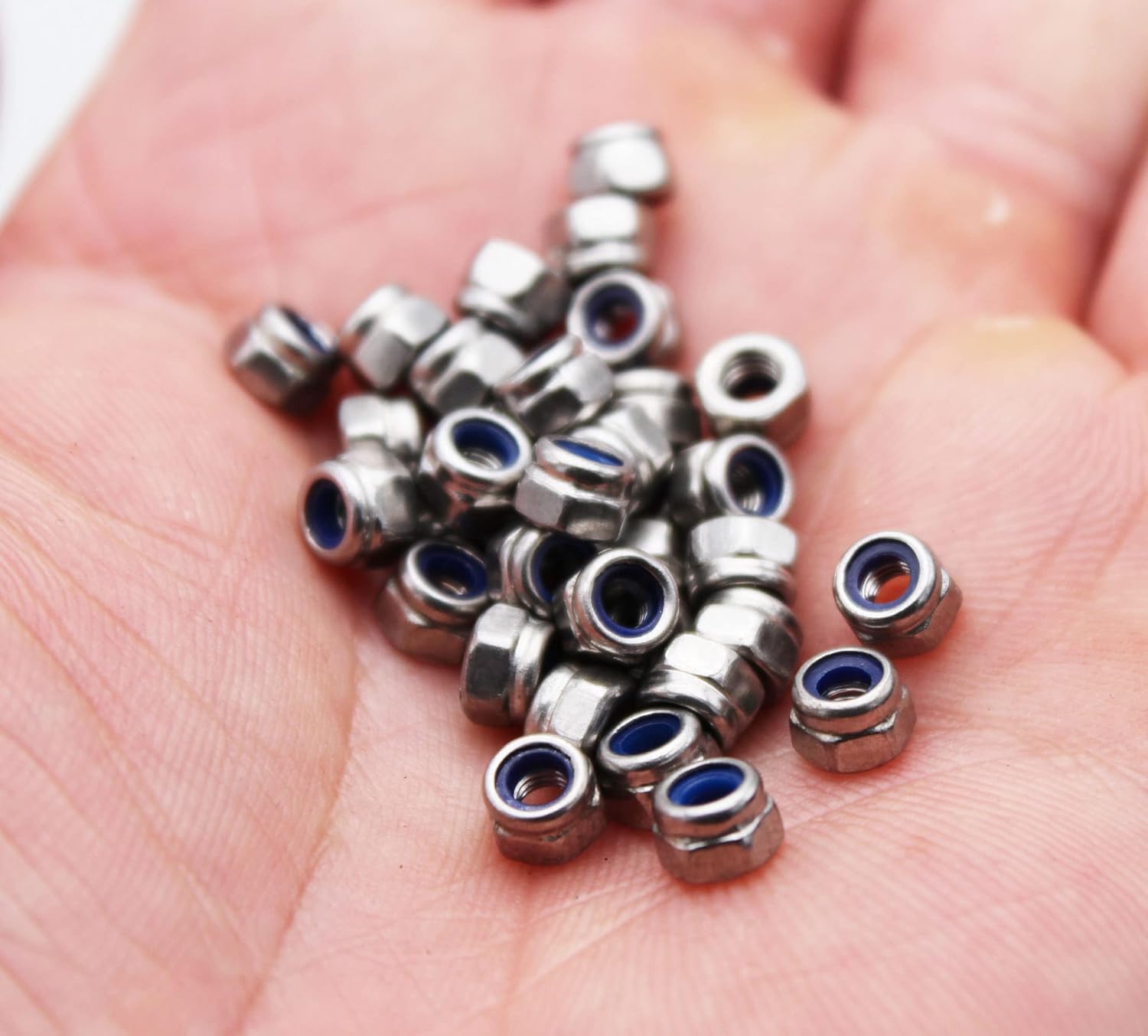 110 Fasteners 304 Stainless Steel Nylon Locking Skid Nuts M3X0.5mm, Stainless Steel Hex Insert Self Locking Nuts