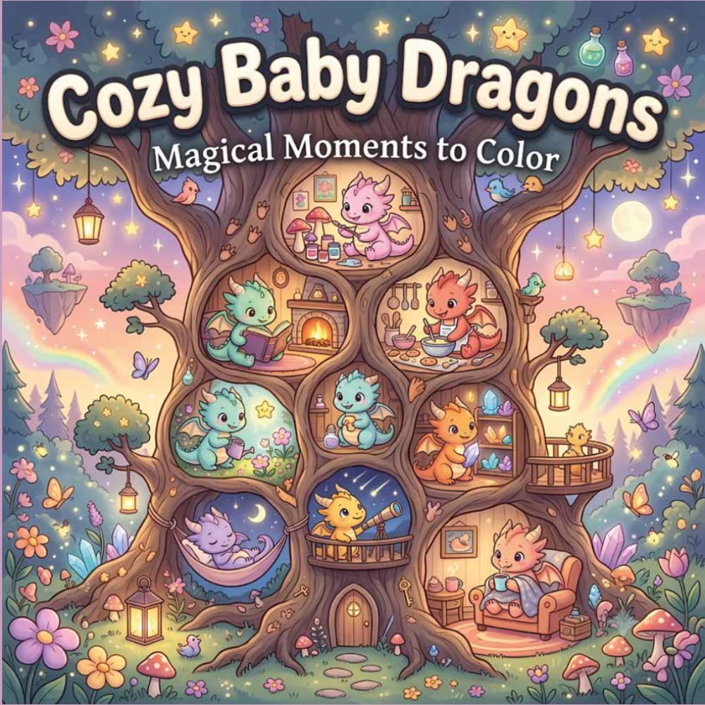Cozy Baby Dragons Magical Moments to Color: Cozy Baby Dragon Coloring Pages for Kids and Dragon Lovers, Cute & Magical Baby Dragons, Relaxing Cozy Coloring Moments