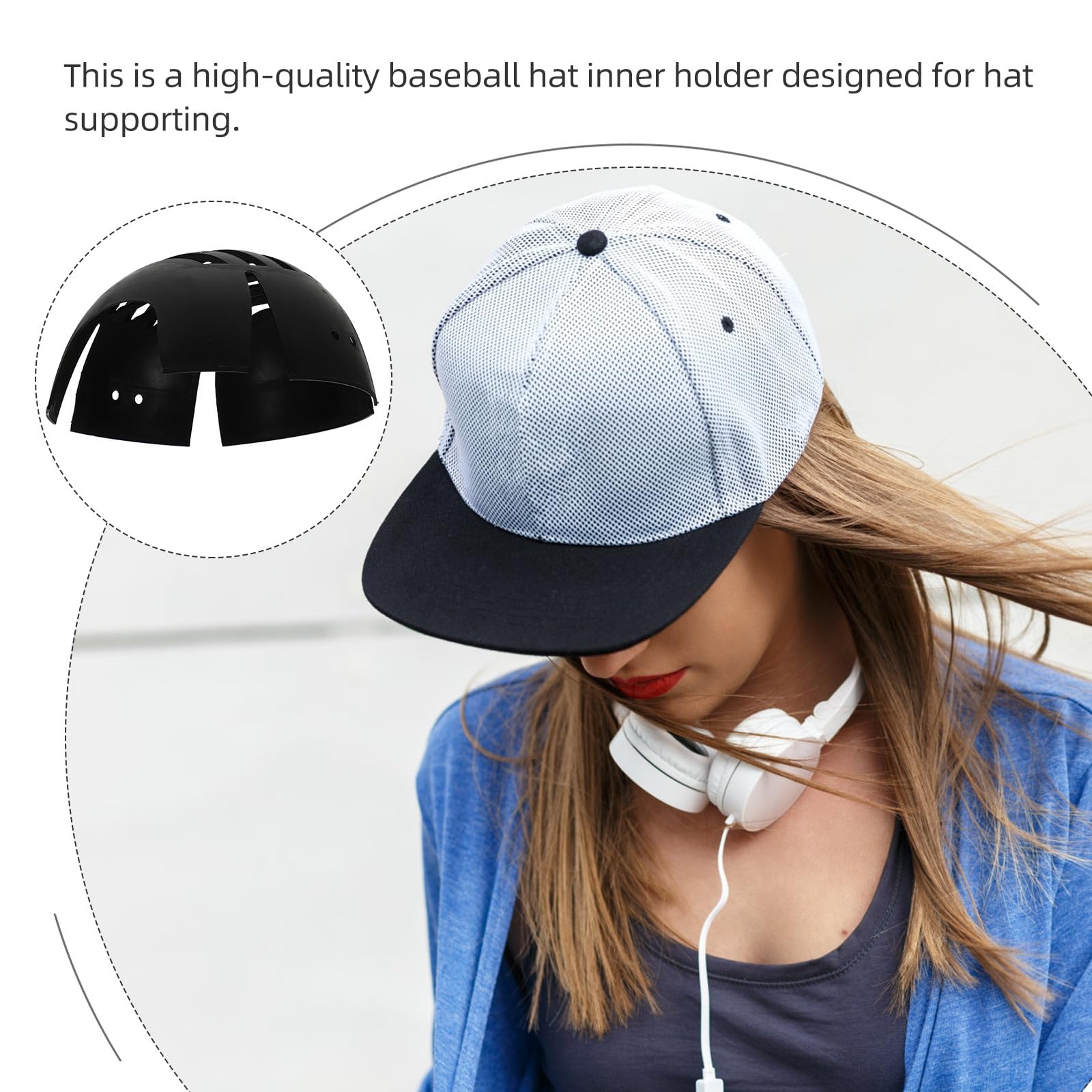 2 Pezzi Supporto per Cappelli in Plastica Nero, Protezione Anti-collisione e Sostegno per Cappellini da Baseball, Organizer per Cappelli