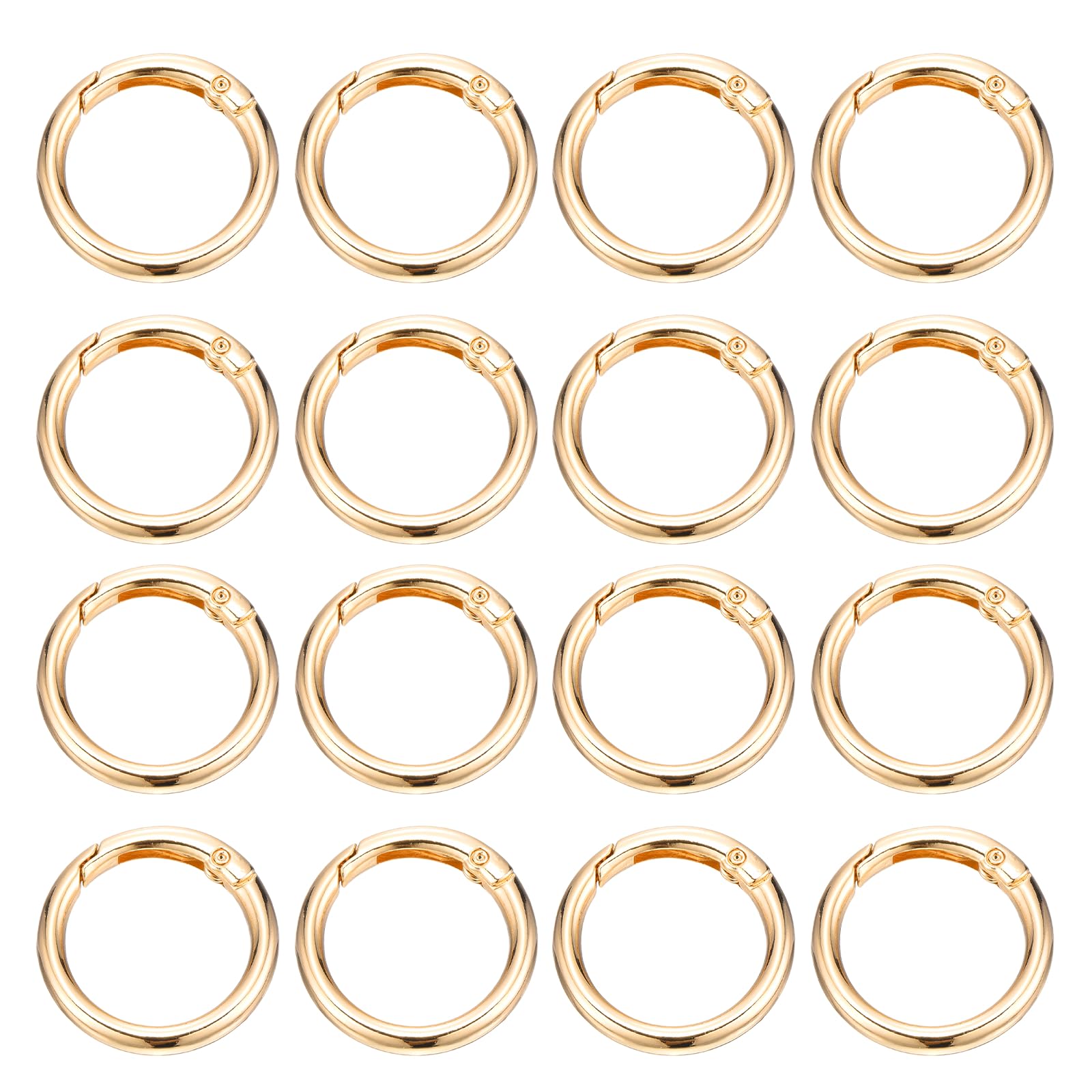 PATIKIL 16 Pcs Metal Spring O Rings, 1.3"/32.5mm Trigger Spring O Ring Round Clips Snap Hooks Rack Plating for Keyring Buckle Keychains Bag Charm Purse Handbag Strap DIY Craft, Pale Gold