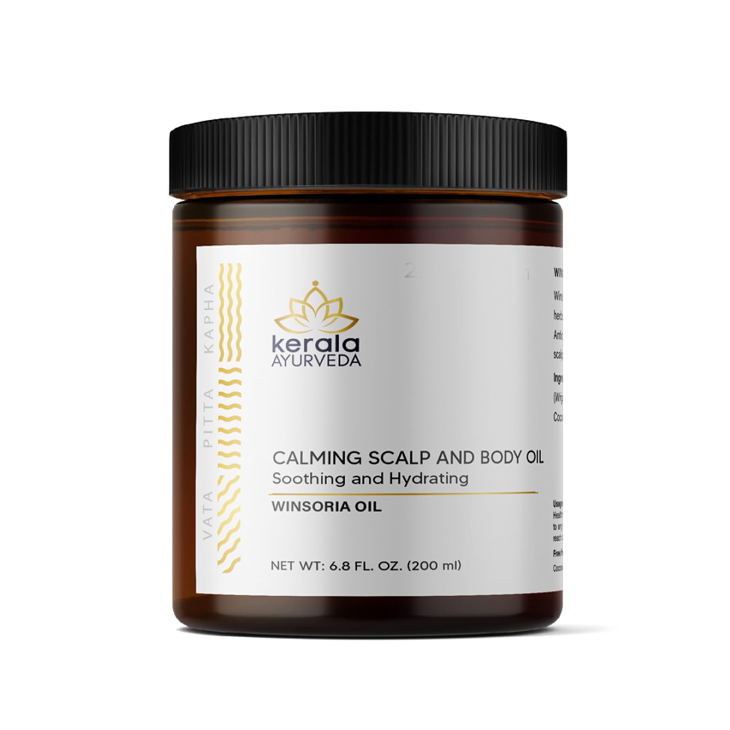 Kerala Ayurveda Winsoria Oil | Herbal Body & Scalp Oil for Skin Hydration & Nourishment | With Indian Madder Root, Oleander Leaf & Coconut Oil | 100% Natural | 6.76 fl oz