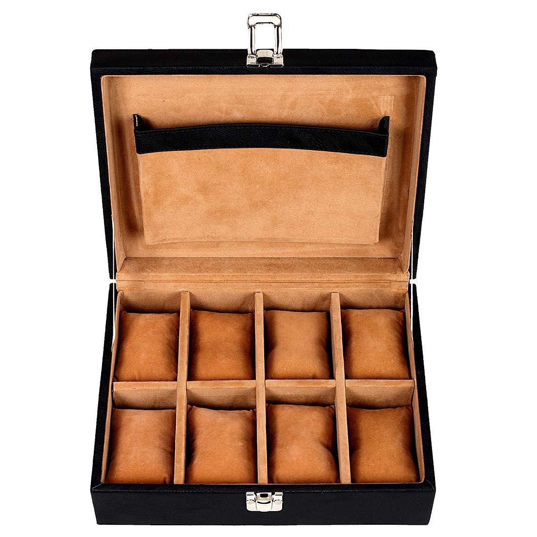 Leather World 8 Slots PU Leather Men Watch Box Display Organizer Case Women Storage Jewellery - Black (B01JOX84GU) Amazon Price History, Amazon Price Tracker