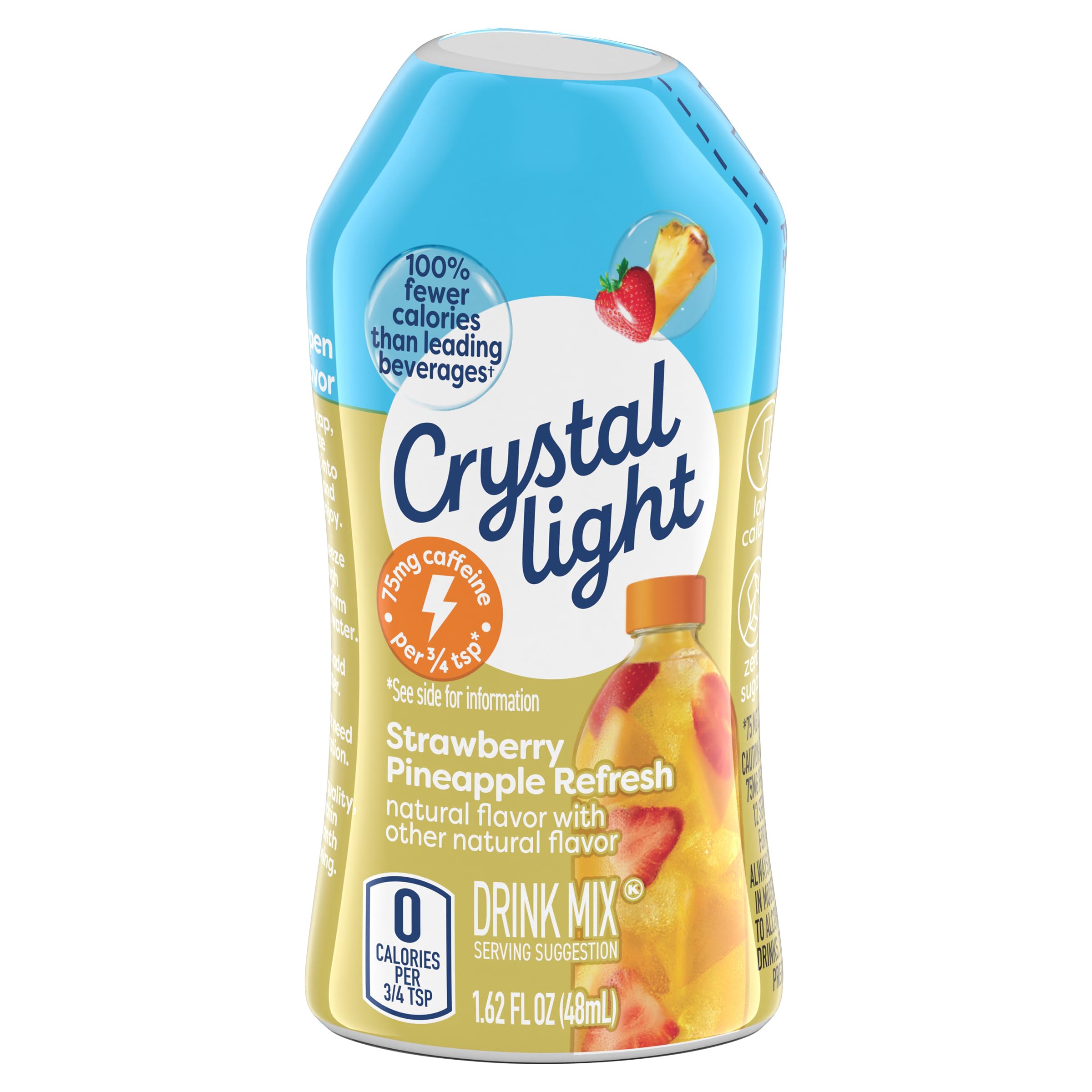 Crystal Light Sugar-Free Zero Calorie Liquid Water Enhancer with Caffeine - Strawberry Pineapple Water Flavor Drink Mix (1.62 fl oz Bottle)