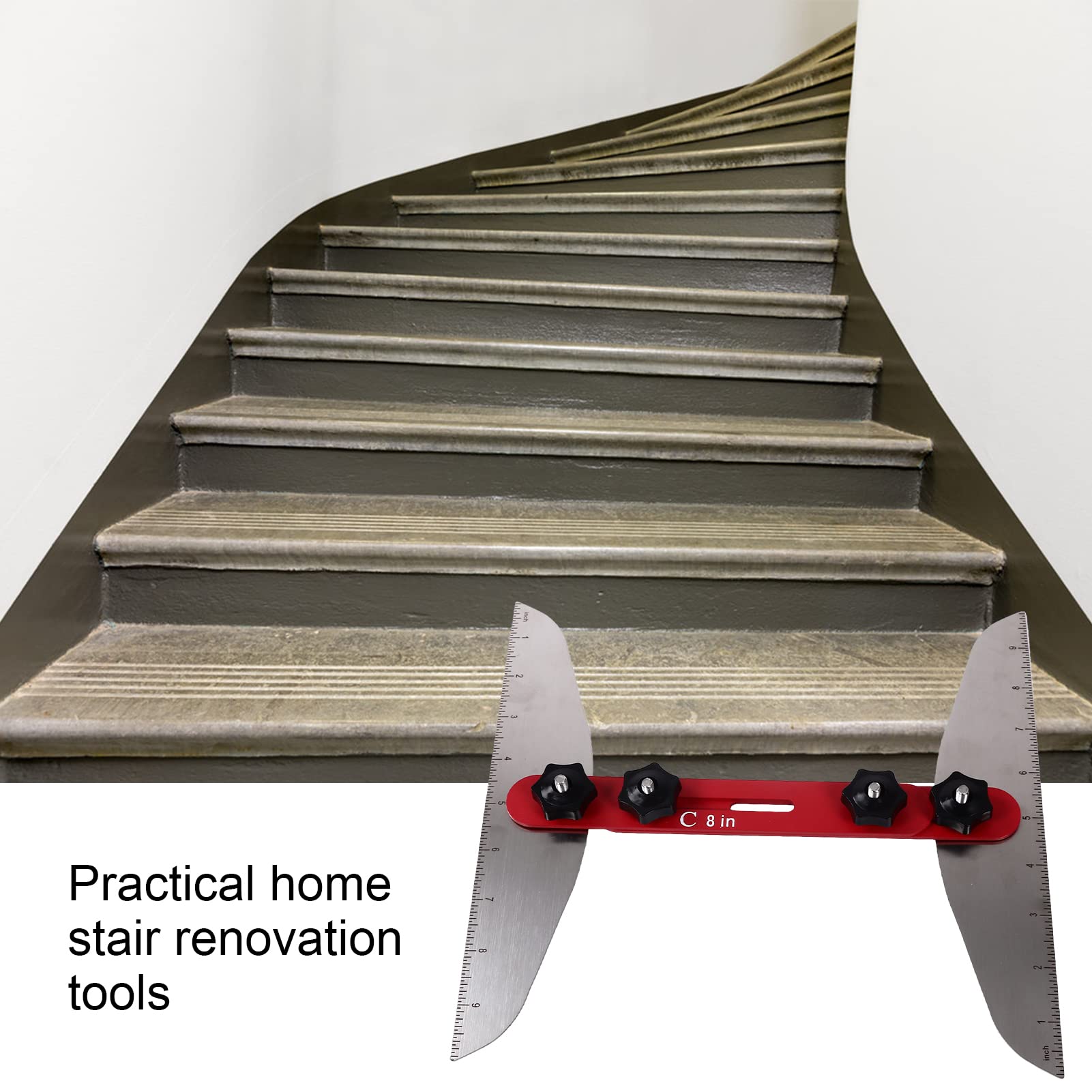 Herramienta de Corte de Escaleras, Plantilla de Acero Inoxidable para Alféizares Precisos de Ventanas y Estantes de Armario, 3 Reglas Establecidas para Maquetas de Escaleras