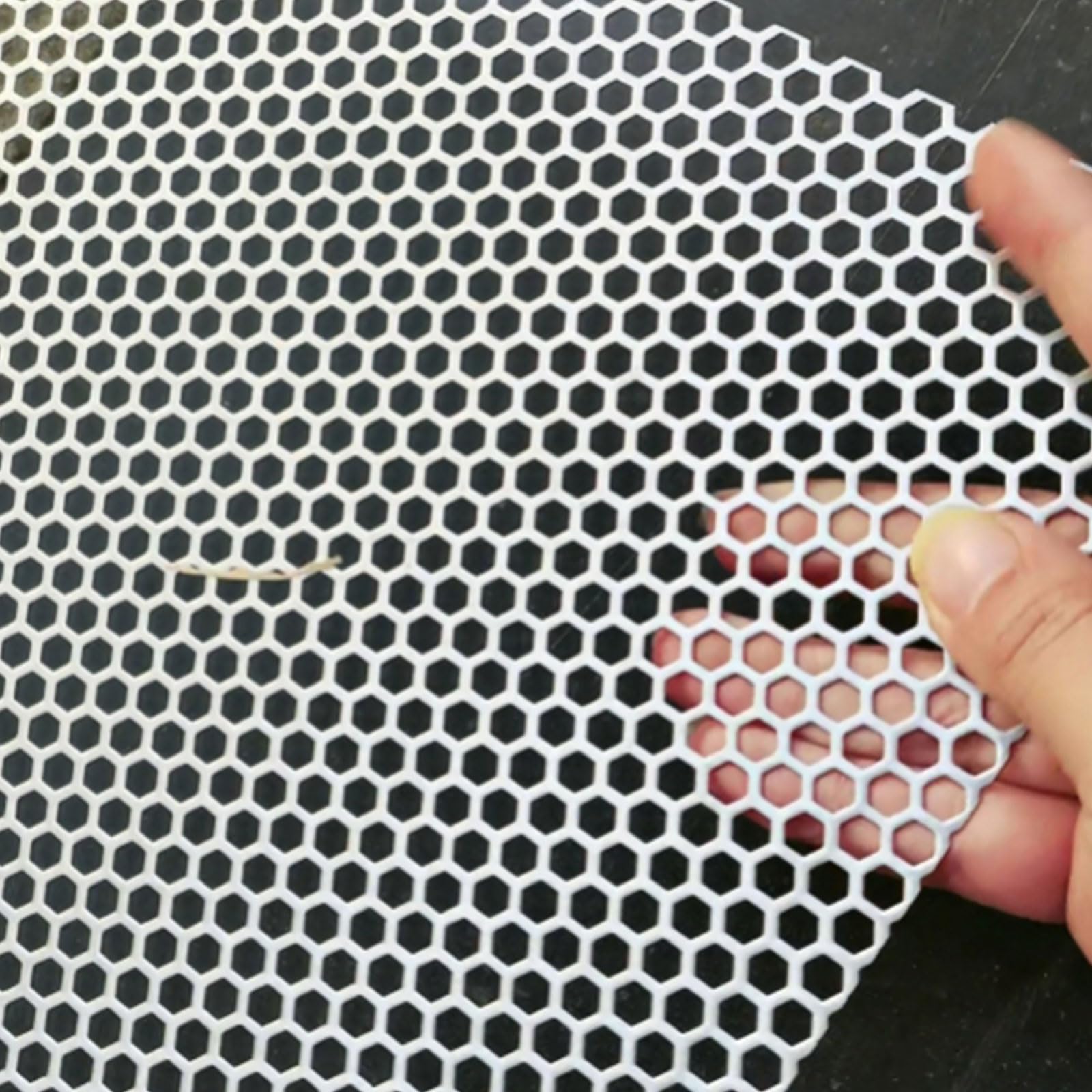 COYOUCO Tôle Perforée INOX 304 Nid d'abeille | Feuille Métallique Grille Hexagonale | Panneau Décoratif pour Ventilation, Filtre, Meuble, DIY & Extérieur,Thick 1.3mm,35x45cm Dia 10mm