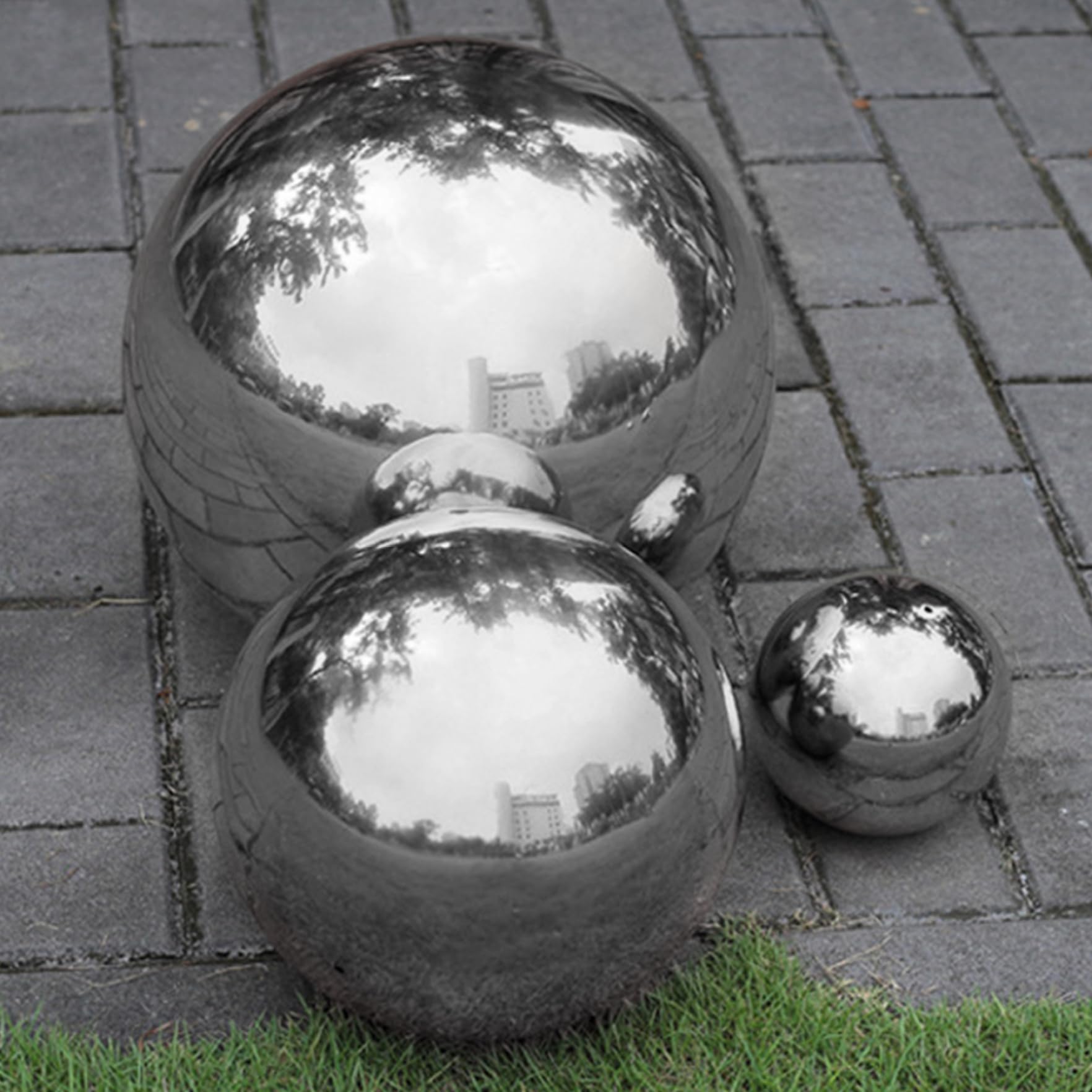Bolas de plata, bola de mirada de acero inoxidable, bolas de plata de 6 piezas, 2/3/4/6 bolas grandes y brillantes, espejo reflectante Spasa de jardín pulido para adornos para el estanque de jardín