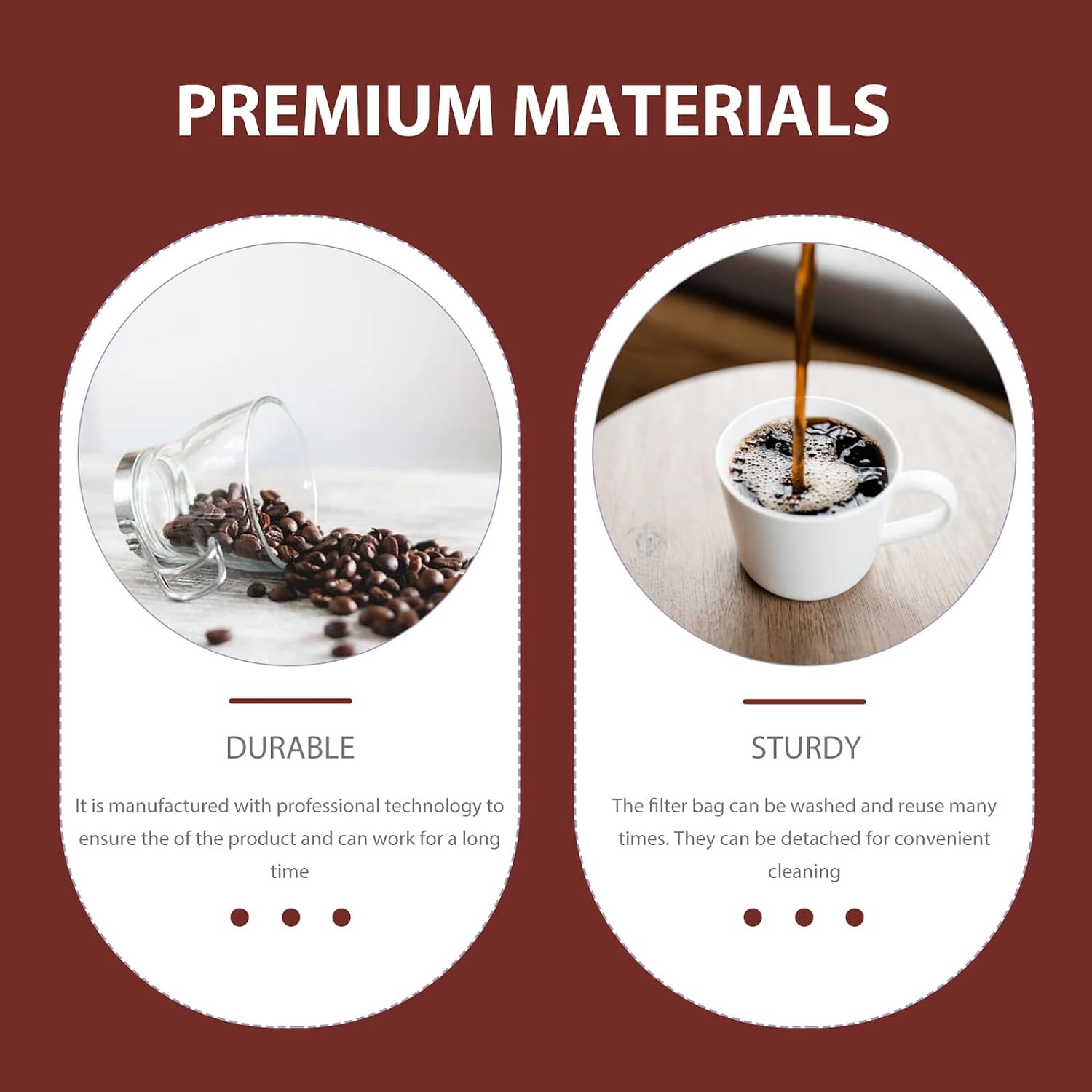 Reusable Cotton Filter Bag for Coffee and Tea, Foldable Wooden Handle image 3