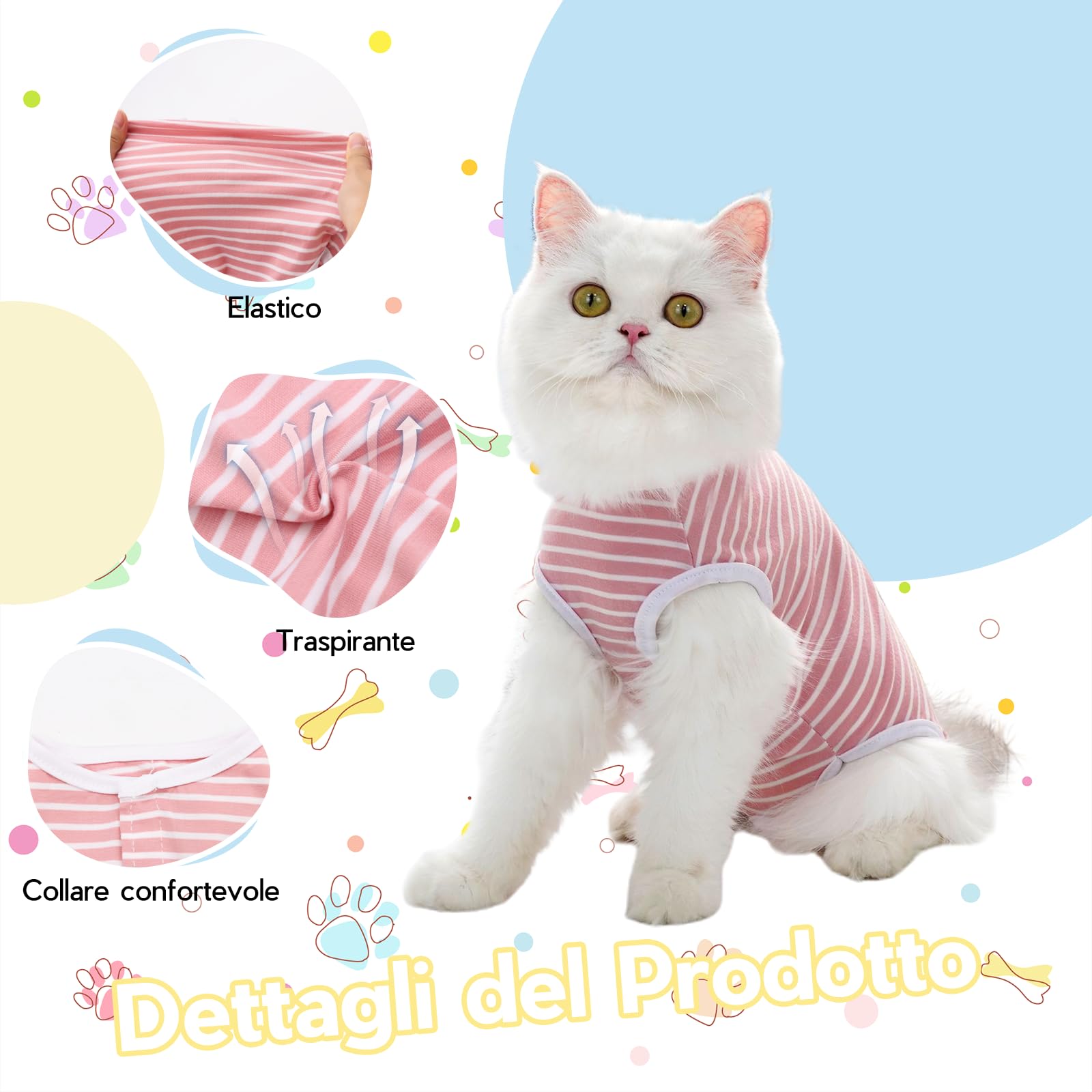 Body Post Operatorio Per Cani E Gatti - Anti-leccamento, Protezione Ferite, Colori Rosa/verde - Foto 3