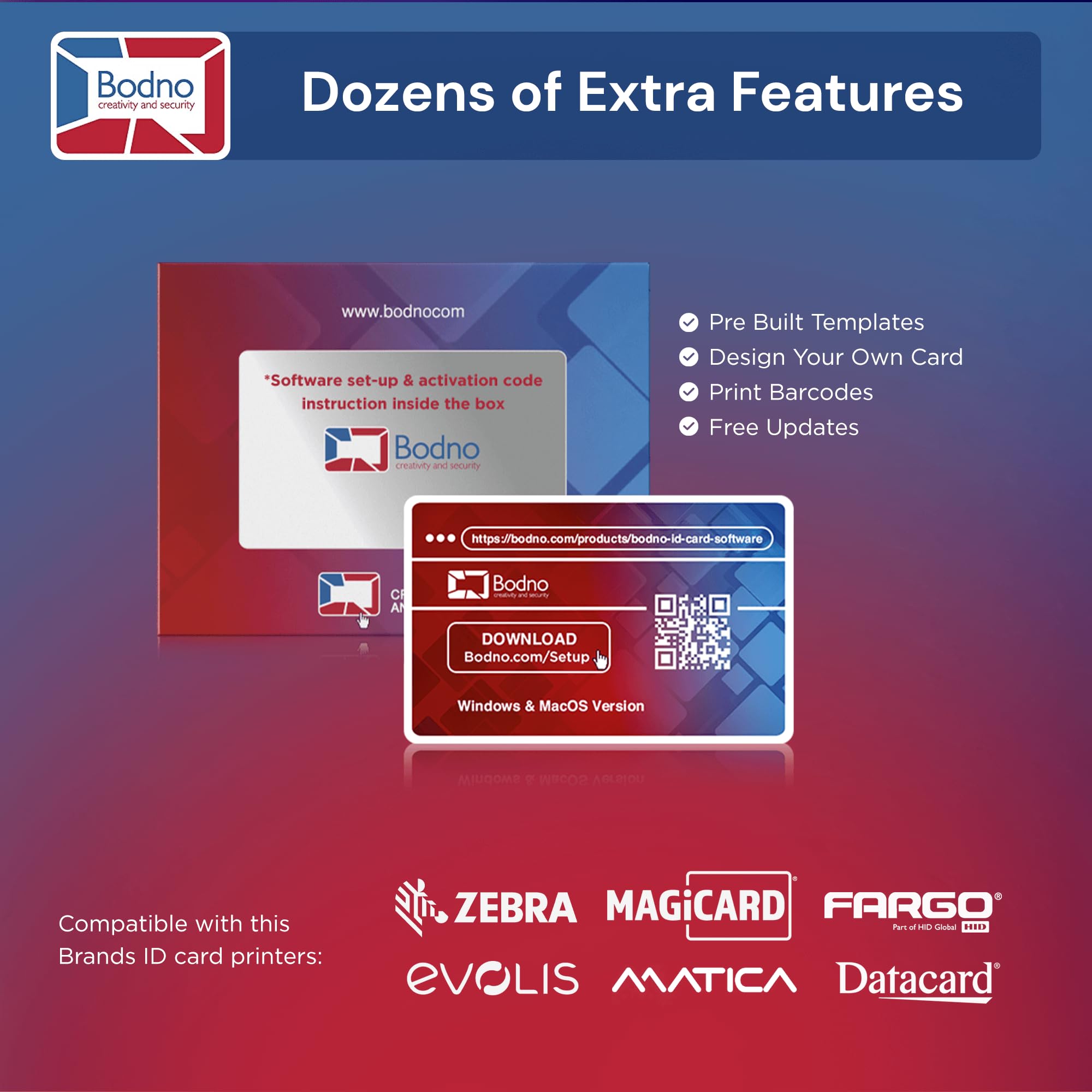 Bodno Programa de Software tarjeta de identificación para PC y Mac - Diseño e impresión de fotos con tarjetas de identificación y tarjetas de regalo/Fidelidad Platinum Edition