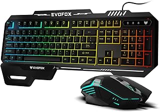 EvoFox Warhammer 2 Semi-Mechanical Gaming Keyboard Mouse Combo Wired with Rainbow RGB Effect & Letter Backlit, Detachable ... Price In India