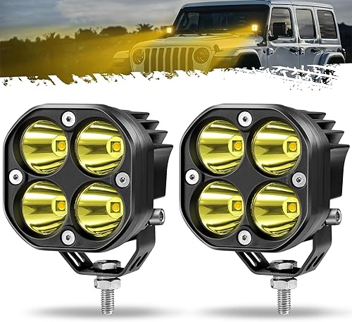 Partsam Luces antiniebla amarillas de 3 pulgadas, cubos impermeables de 30 W, cubos LED Cree para todo terreno, luces de zanja de inundación, luces