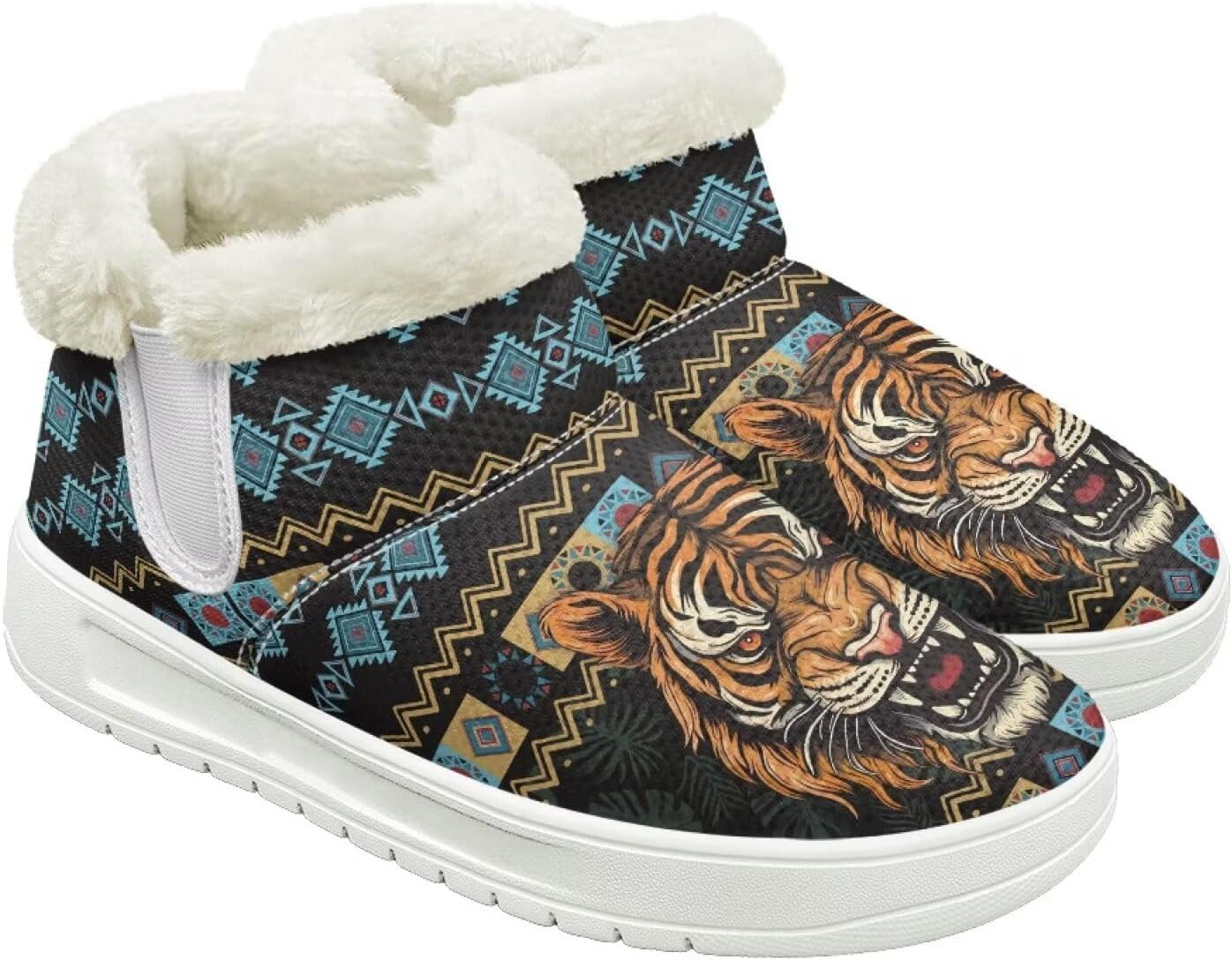 Womens Snow Boots Warm Fur Lined Winter Shoes Anti-slip Slip-on Ankle Booties Short Boots