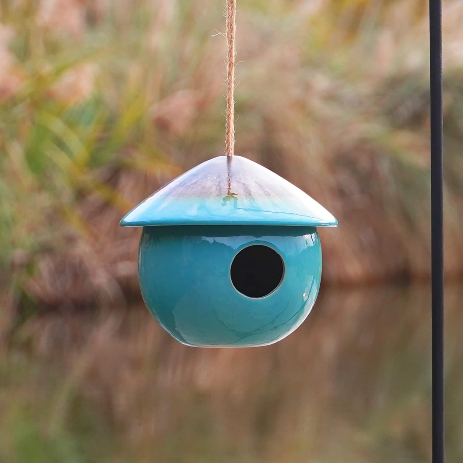 Tenforie Birdhouse Ceramic Hanging Birdhouses Bird Hut Hanging Outdoor Birdhouse for Wild Birds, Finch, Cardinal, and Bluebird : Everything Else