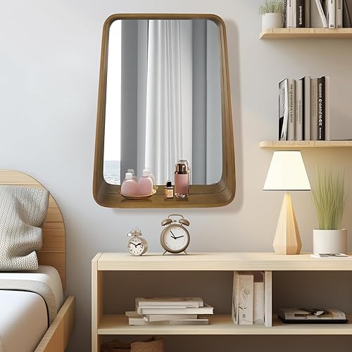 Miniatura 3 de WallBeyond Espejo de pared con estante, espejo con marco de madera para pared, espejo decorativo para colgar en la pared, espejo de pared para baño,