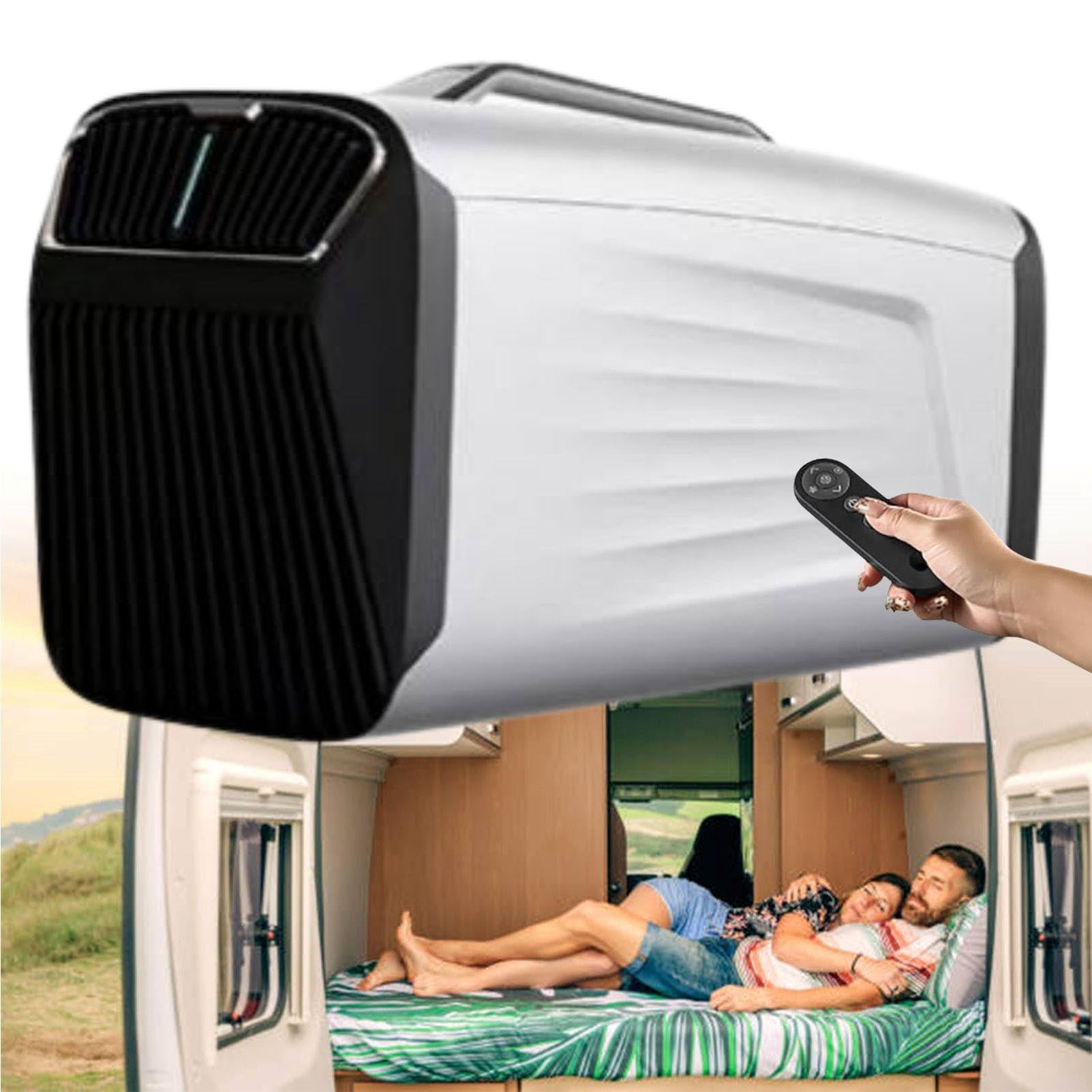 MhWrughts 5200BTU Portable Camping Air Conditioner, Quiet 400W Tent AC Unit with 4-in-1 Cooling System for Outdoor Camping, RV Travel, Van Life, Garage and Indoor Use 12V-Silver