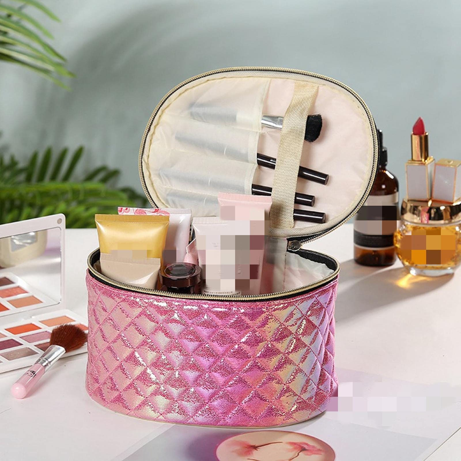 MOGSA Neceser de cosméticos para mujer, bolsa de almacenamiento de viaje, gran capacidad, bolsa de aseo