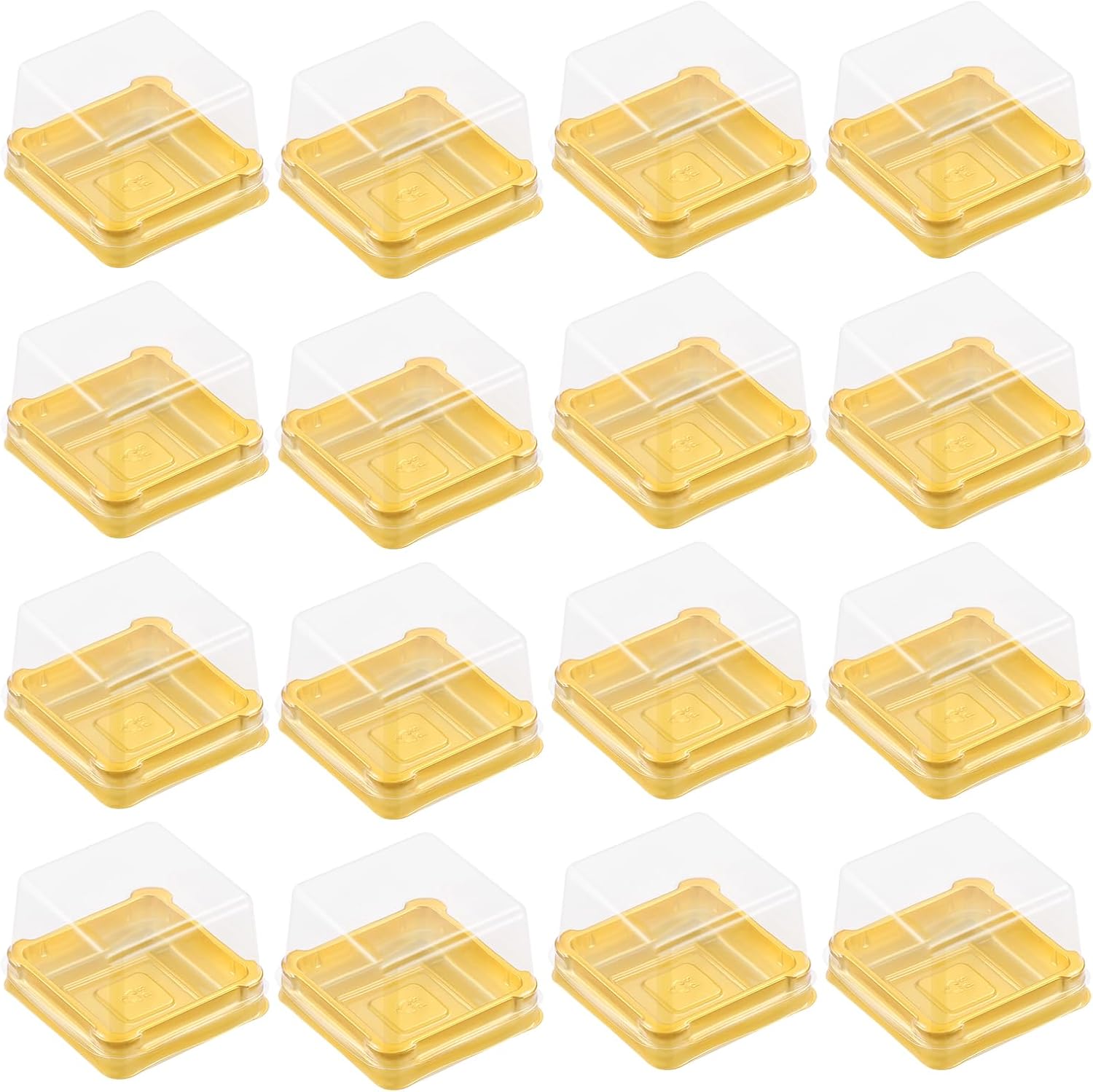 Plastic Mini Cake Box, Square Moon cake Dome Cake Boxes, Golden